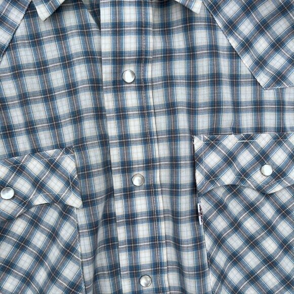 ** Vintage 1970s Levi's Pearl Snap Shirt Men's small Western Short Sleeve Plaid - Picture 5 of 11